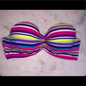 Striped strapless bikini top